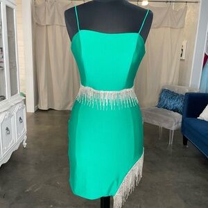 Short Homecoming Dress NWTs Sophia Thomas Emerald Green rhinestones